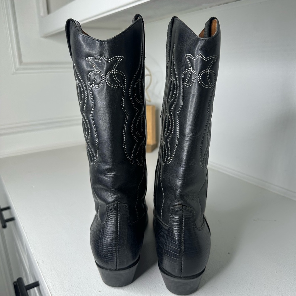 **SOLD**Vintage Nine West Thunderbird Western Boots Women’s 8.5 Black Red White - Picture 5 of 8
